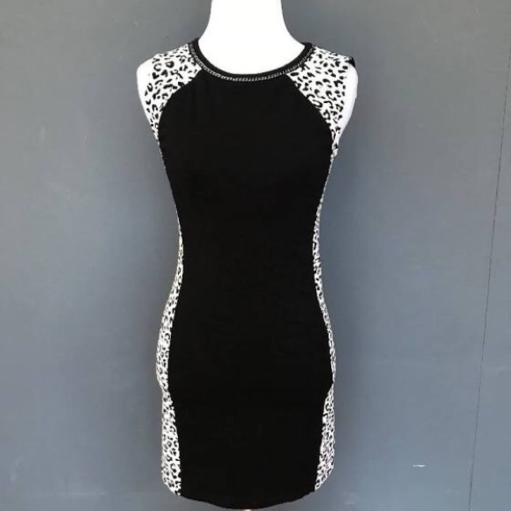 Black and White Animal Print Bodycon Dress